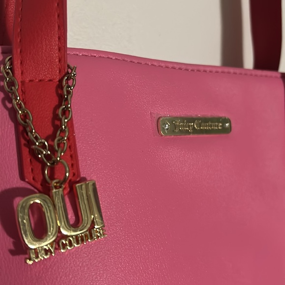 NWOT Juicy Couture Pink and Red Tote Love Velvet airplane travel overnight - Picture 3 of 7